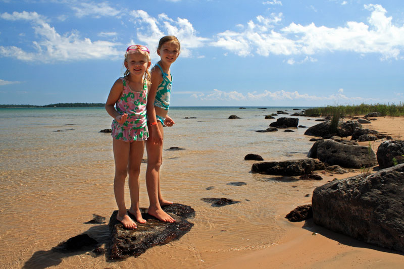 albany bay beach on lake huron between cedarville and de tour michigan